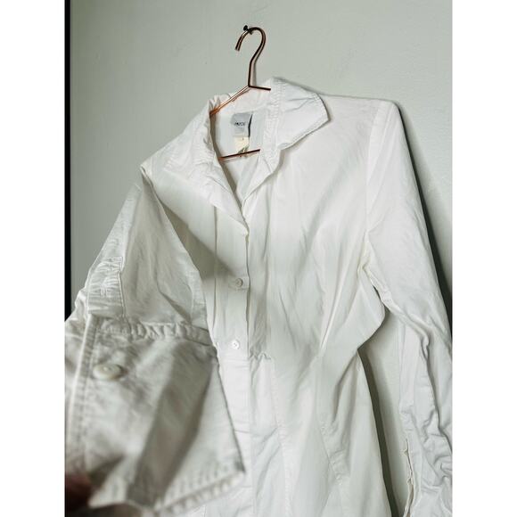 PATOU White Pleated Summer Tie Waist Button Down Top Shirt Dress Size EU 44 - Picture 14 of 15